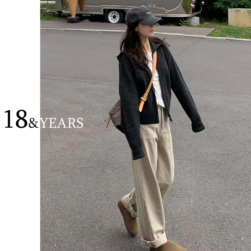 Khaki Fleece-Lined Slim Wide-Leg Jeans for Women, 2026 Autumn New High-Waisted Petite Straight-Leg Casual Pants Khaki Fleece-Lined Slim Wide-Leg Jeans for Women, 2026 Autumn New High-Waisted Petite Straight-Leg Casual Pants
