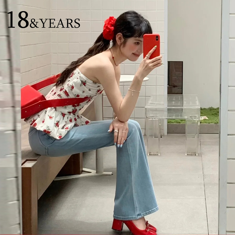 Light-Colored Flared Jeans for Women, 2026 Summer New Style, High-Waisted, Stretchy, Slim-Fit, Thin, Petite Bootcut Pants