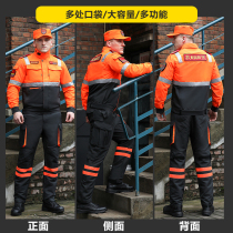 Lang Senkai Spring Autumn Tangerine Anti-Static Emergency Rescue Suit Fire Service Labor Safety Work Suit Training Suit Rescue Suit Suit
