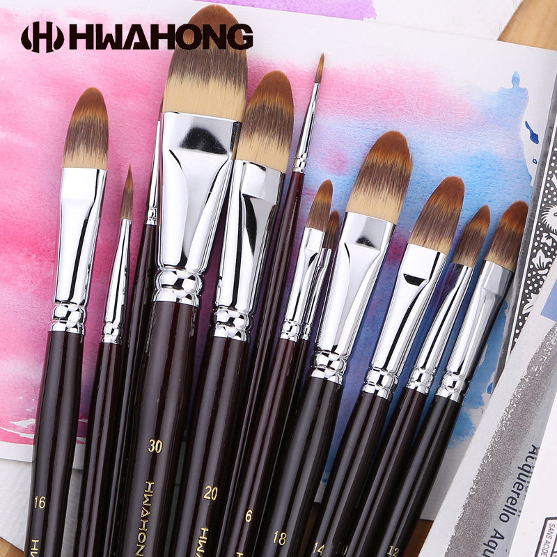 South Korea Huahong Hwahong nylon hair brush hazelnut pen head cat tongue pen acrylic water powder oil painting 848