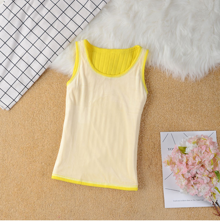 Áo vest nữ dày cộng với nhung bó sát mùa đông gợi cảm thon gọn cổ tròn sọc dọc sling đồ lót chạm đáy đầm nữ