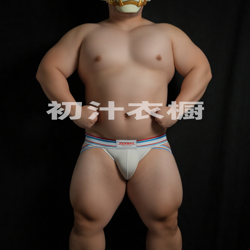 Sexy Ribbon U-Convex Pouch Low-Rise Double Thong Underwear with a Textured Cotton-Linen Feel, Plus Size, Japanese Style for Men