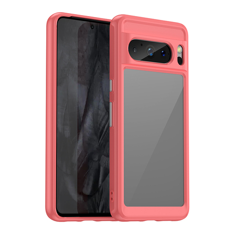 Red — Tough Shockproof Transparent Clear 8, 8 Pro Google Pixel Phone Case