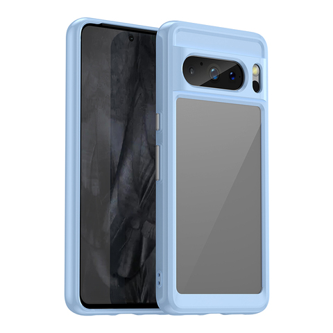 Blue — Tough Shockproof Transparent Clear 8, 8 Pro Google Pixel Phone Case
