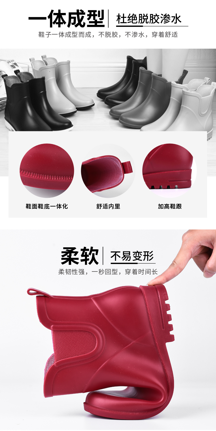 Thời trang giày đi mưa nữ ống ngắn cộng với nhung ấm ống mưa giày chống nước giày cao su mềm dành cho người lớn giầy nhựa đi mưa