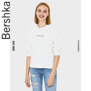 Bershka女士 2019秋季新款休闲宽松圆领运动T恤卫衣 06775443712