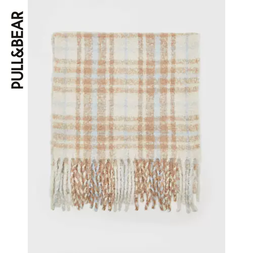 Pull & Bear Soft клетчатый вязаный шарф -дамы Осень Новый теплый шарф 08843308712