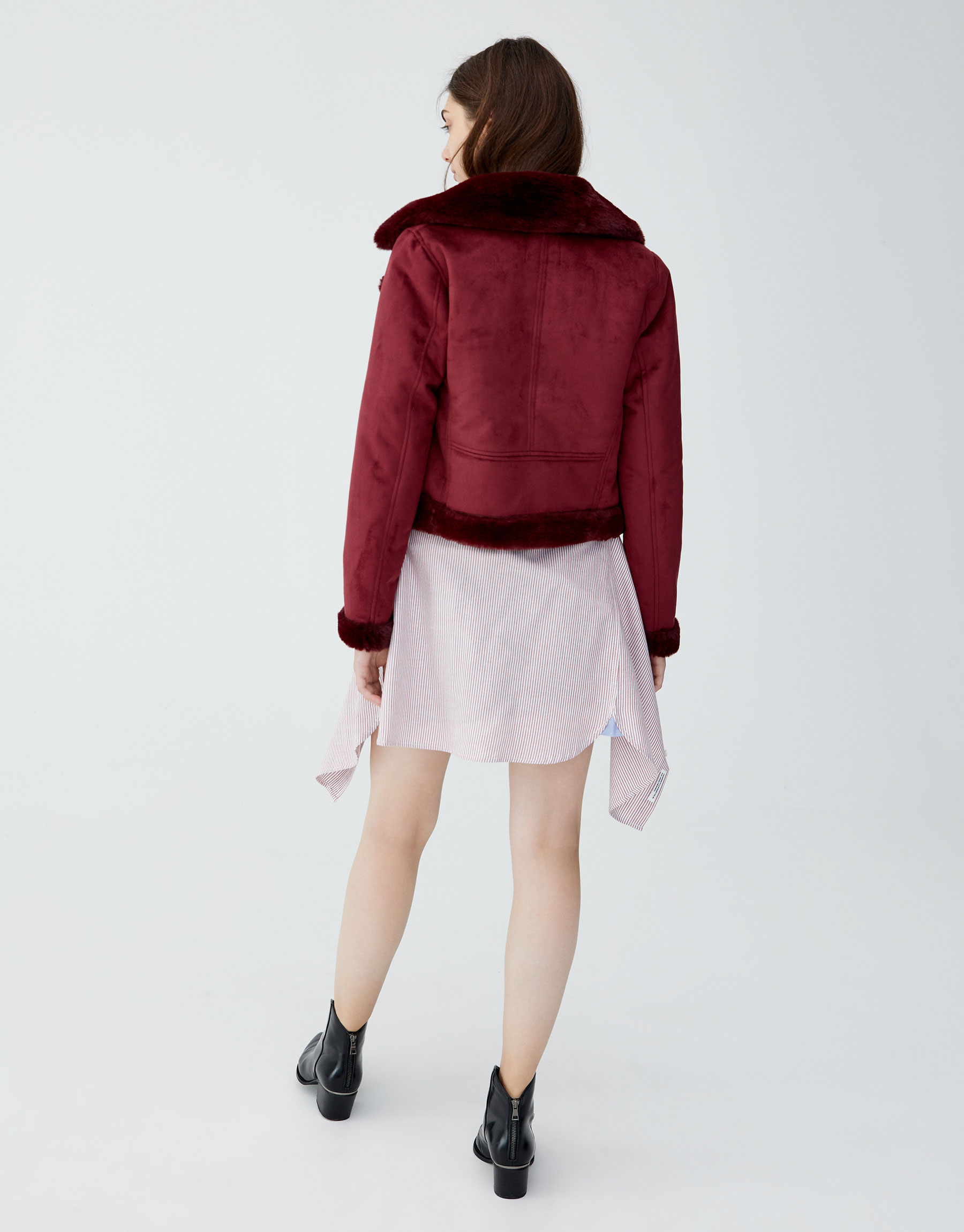 PullAndBear 2018 thu đông 2018 mới dành cho nữ áo khoác ngắn xe máy sang trọng 09711327 mẫu áo khoác nữ đẹp 2021
