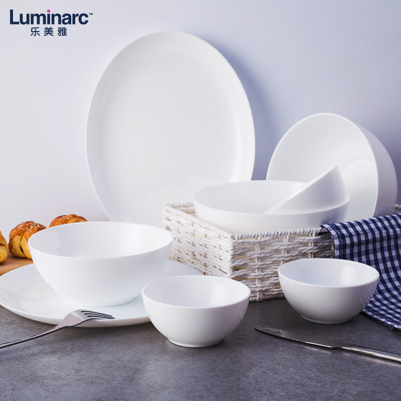 Lemeiya Glass Plate and Bowl Set, White Glass Tableware, Heat-Resistant, Household Use, Diwali 10-Piece Set, New Home Lemeiya Glass Plate and Bowl Set, White Glass Tableware, Heat-Resistant, Household Use, Diwali 10-Piece Set, New Home