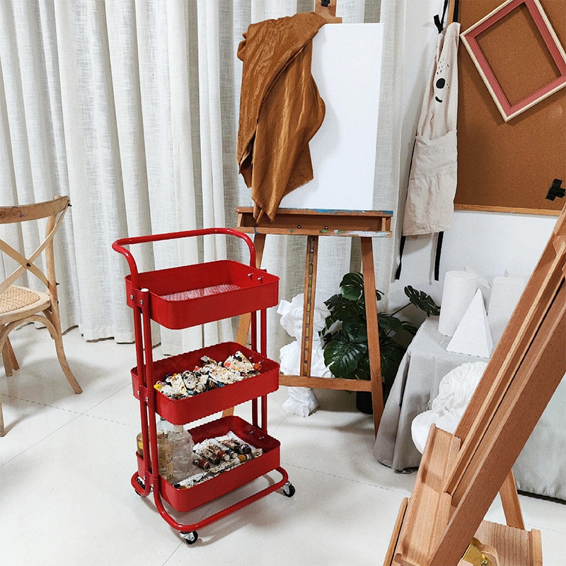 Painting Studio Movable Multi-Layer Floor-Standing Trolley, the Same Model as the Internet Celebrity'S, for Storing Paintbrushes, Paint Bottles, and Multi-Color Storage Rack