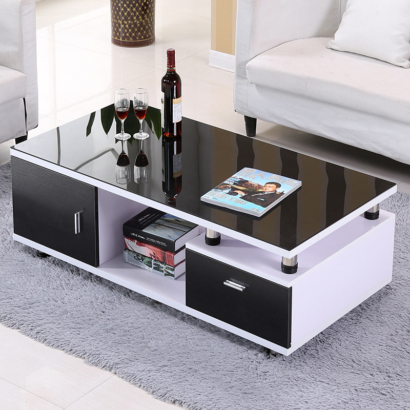 Modern minimalist tempered glass coffee table TV cabinet package high-quality affordable storage small apartment living room Lecong furniture