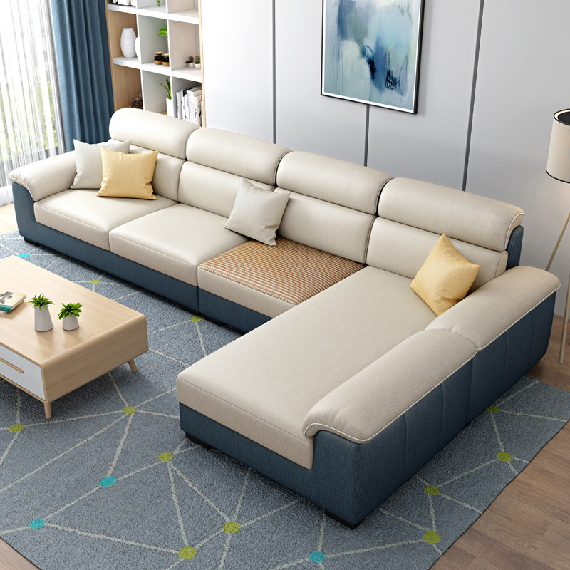 Fabric Sofa Modern Minima Small Household Type Living Room Tea Table Combination Suit Winter And Summer Dual-use Latex Free-to-wash tech cloth 
