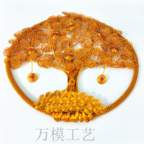 (Wall-mounted wealth tree) features handmade fortune tree ornaments aluminum wire crafts plant animal model DIY