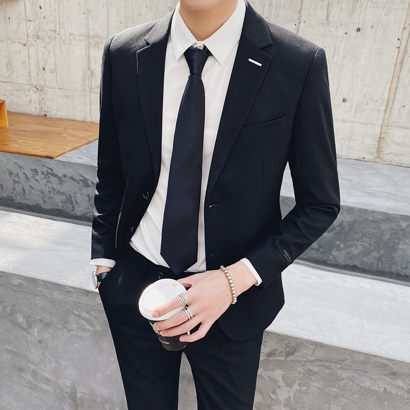 One grain double suit suit men's two sets of business positive dress professional suits B419-9602-P235