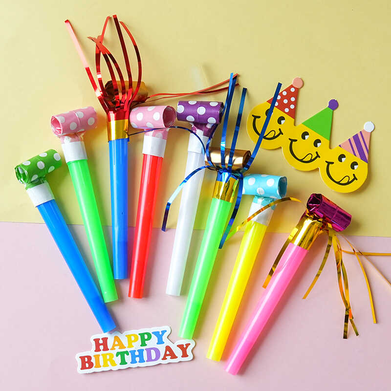 新しい誕生日吹きドラゴンおもちゃベビーパーティー応援小道具プラスチックカラフルな雨シルク吹きドラゴンホイッスルホーン大