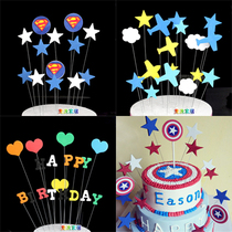 Little pig captain spaceship small plane bear Mickey birthday princess cat love decoration flag iron wire insertion card