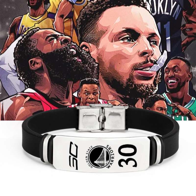 カリーのバスケットボールブレスレット、コービーのスポーツシリコン製バスケットボールスター、カイリー・アービング・ジェームズの調節可能なチタン鋼ブレスレット、誕生日プレゼント。