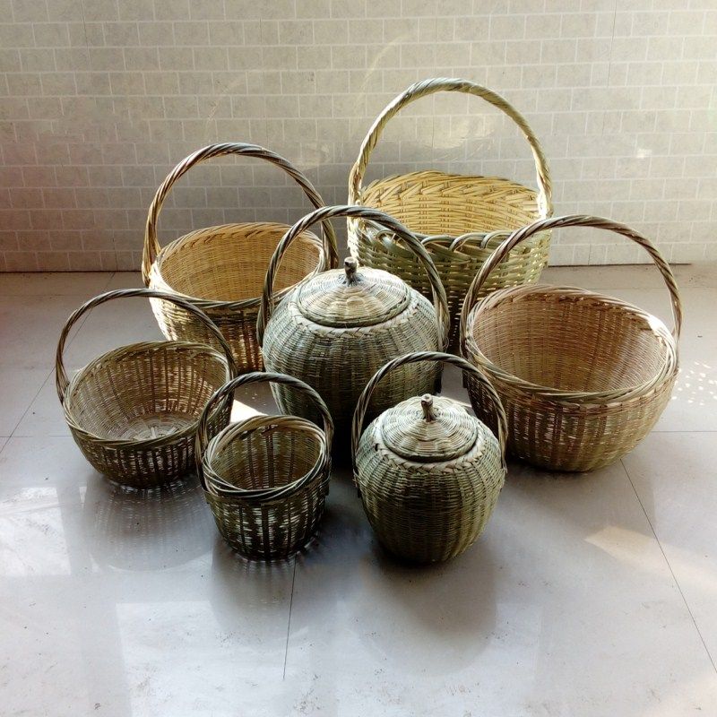 New Pint Pure Hand Woven Hand Basket Containing Basket basket Mini bamboo basket Bamboo Basket Bamboo Hydro Fruit Basket Flower Basket
