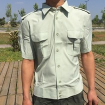Old-fashioned short-sleeved jacket shirt 99 green and white striped short-sleeved jacket pinstriped shirt quick-drying and cool