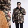 Áo khoác nam cotton dày và nhung mùa đông ngụy trang áo khoác cotton quần áo bảo quản lạnh áo khoác bảo hiểm lao động với mũ quần áo mùa đông mặc áo khoác hoodie nam