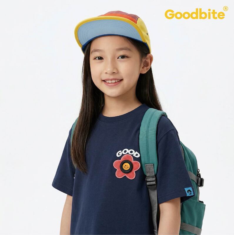 Goodbite Children's Clothing with Movable Expression and Emotion Display Screen Integrated Chip Ice-Feel Round Neck Short-Sleeve T-Shirt