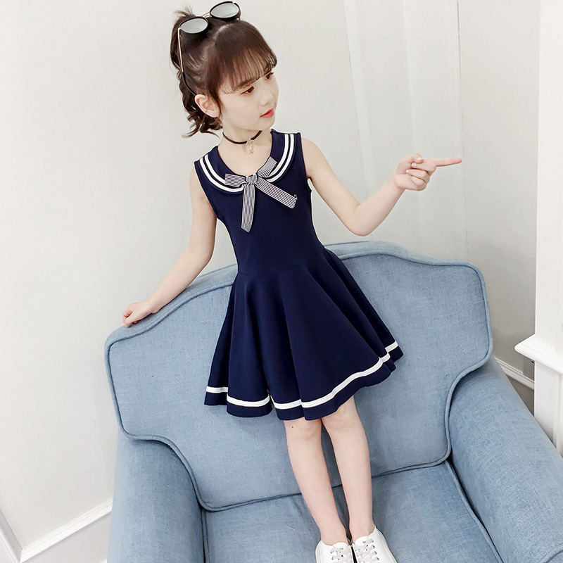 Girls dress summer dress 2022 new Korean version of the net red children's suit Western school style little girl short-sleeved skirt