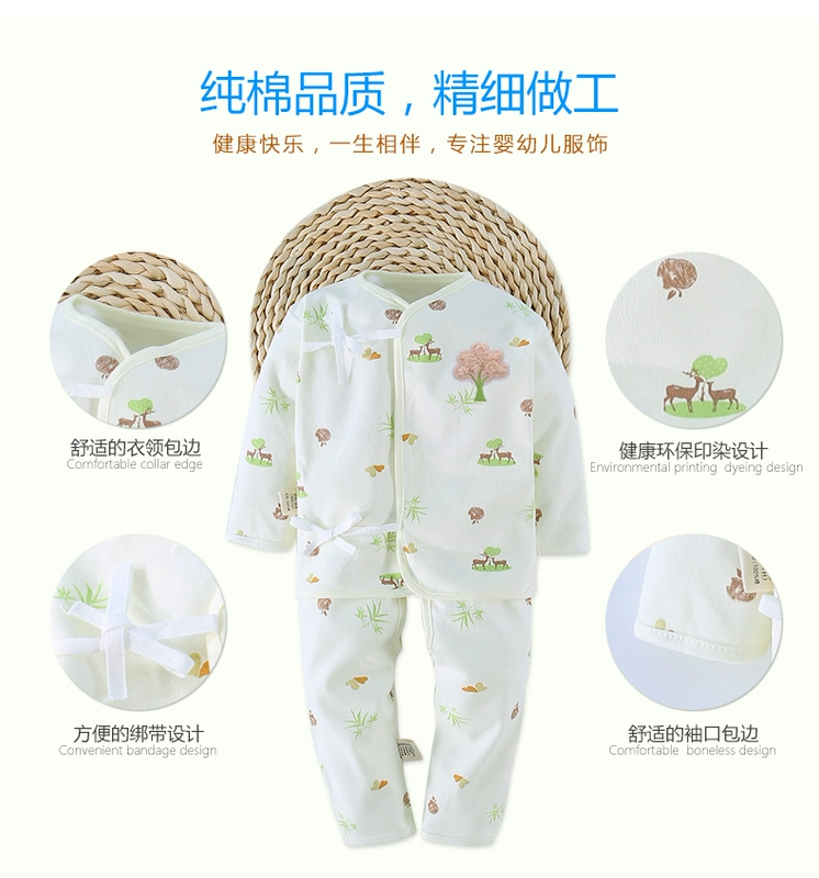 Quần áo trẻ em cotton mùa hè sơ sinh bộ quà tặng mùa xuân và mùa thu bé sơ sinh trăng tròn bé nguồn cung cấp thai sản