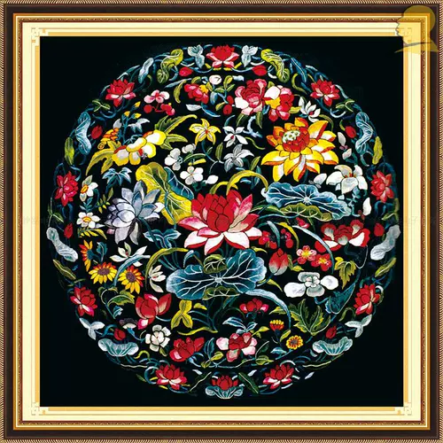 Вышивка крестиком лотоса, серия цветов, вышивка нитками, новая полная вышивка, маленький круглый кулон, маленький свежий натуральный стиль, маленький