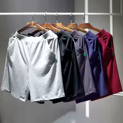 Summer cotton five-point pants thin men's home pajamas loose beach pants men's large size sports casual shorts