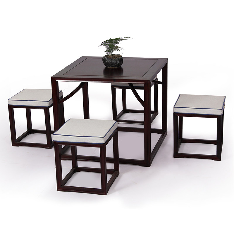 One-en-red wood solid wood red wood Chinese mortise and tenon living room table dining chair tea table and chairs Awkward Casual Table