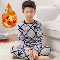 Children Warm Lingerie Plus Suede Thickening Suit 3-15-year-old male girl Double face silver fox suede CUHK Scout Winter Scout