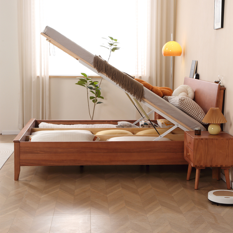 Floor Heating Box Bed Off-The-Ground Design Breathable Moisture-Proof High Box Storage Bed Solid Wood Double Storage High-Leg Storage Bed