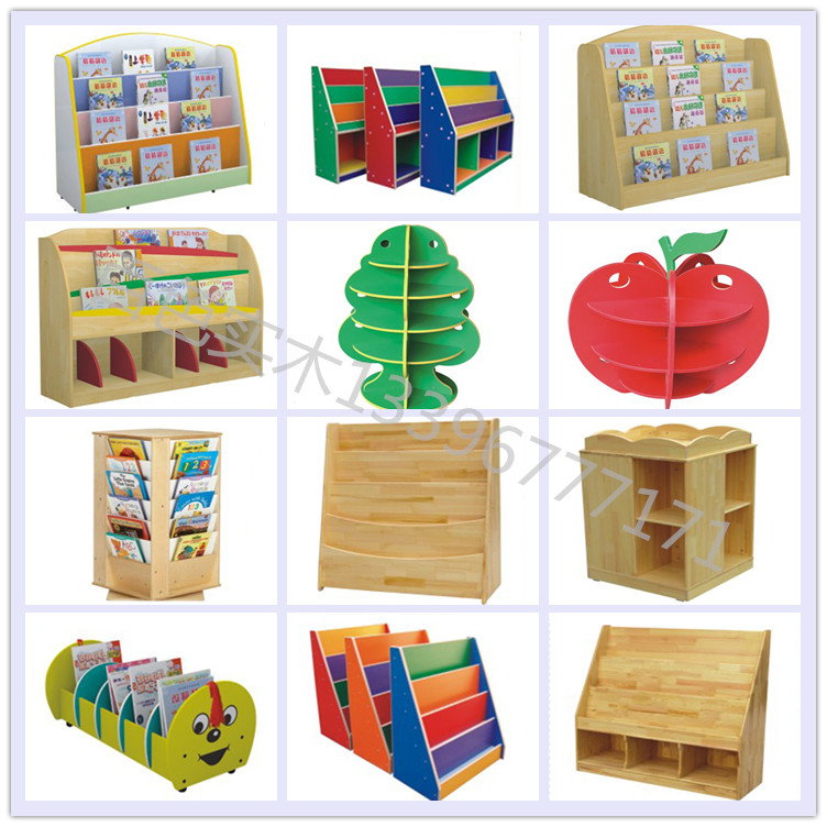 Kindergarten Bookcase Bookshelf Children's Storage Cabinet Toy Wooden Toy Rack Storage Cabinet Bookcase Bookcase