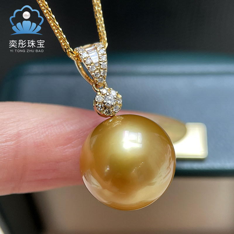 💎璀璨明珠,闪耀人生 –南洋金珠吊坠18K金镶嵌钻石无瑕项链-颈饰-淘宝好物网