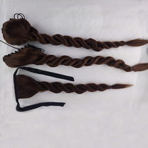 Womens twisted wigs hand-made double ponytail braids realistic natural twist long braids fluffy single braid