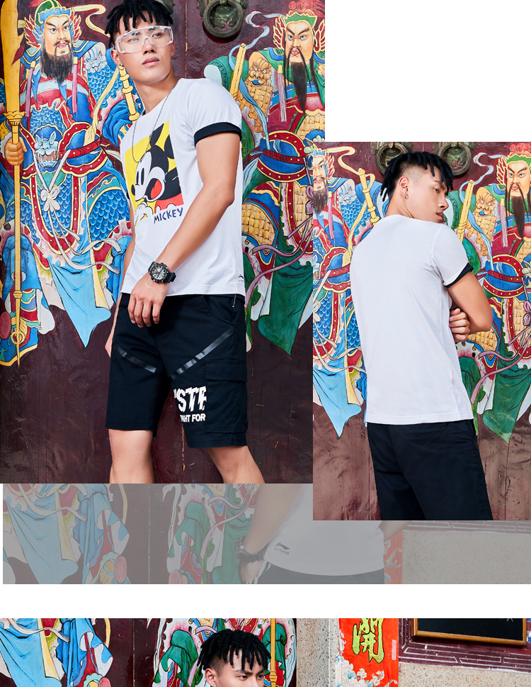 Trung Quốc Li Ning Áo thun ngắn tay nam mùa hè BAD FIVE Cotton thoáng khí Kích thước lớn Áo thun nam - Áo phông thể thao áo ba lỗ nam the thao
