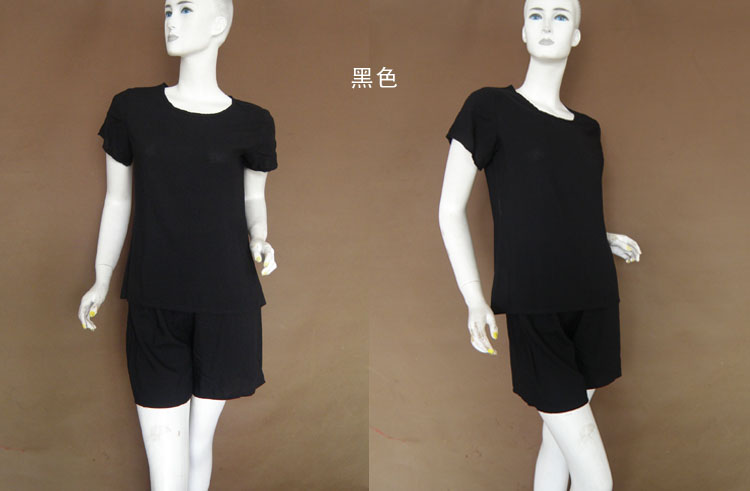 Tốt màu rắn cotton lụa ngắn tay quần short phù hợp với bông lụa đồ ngủ phụ nữ mùa hè buổi sáng đào tạo giản dị và thoải mái của phụ nữ quần áo