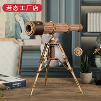 DIY stereomanual assembly usb small night light creative tenon and wood earth instrument with magnifying glass telescope pendulum