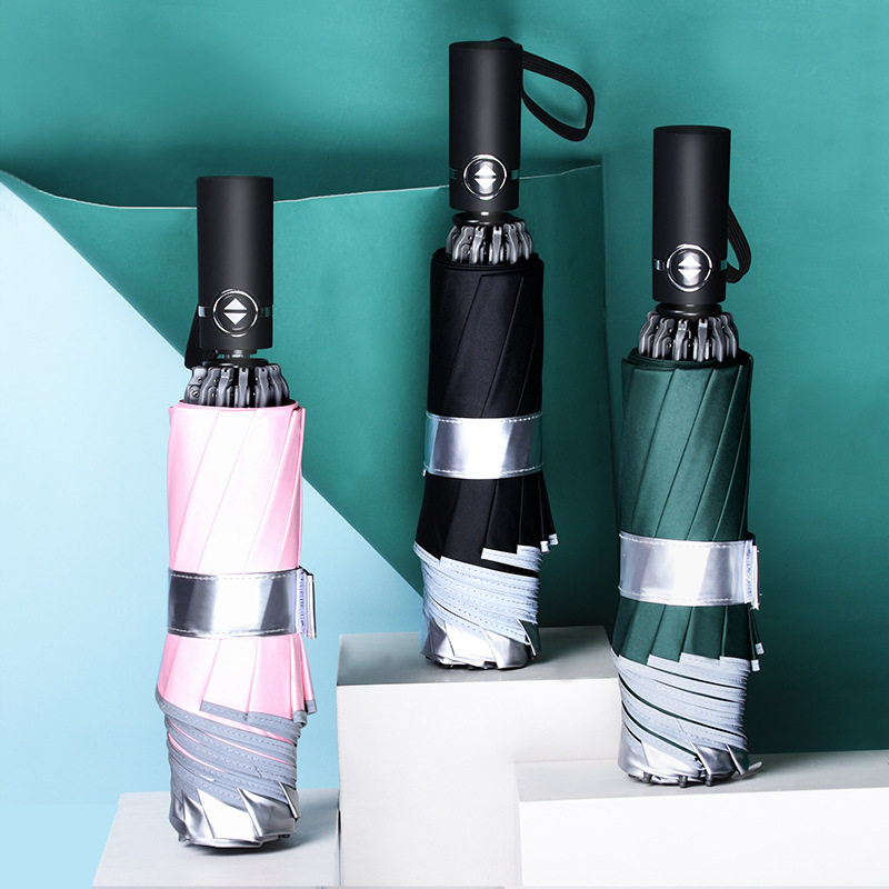 Fully automatic folding umbral umbrella clear umbrella sun protection against UV titanium silver shading wind-resistant reverse umbrella not wet
