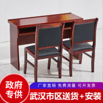 Conference table solid wood paint office desk and chair combination rostrum 1 m 2 double party staff learning and training bar table