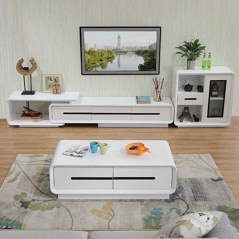 Modern minimalist coffee table TV cabinet combination set retractable floor cabinet living room multi-functional size apartment coffee table