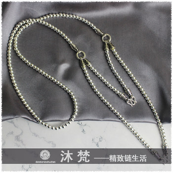 High-End Thai Amulet Chain S925 Sterling Silver Round Bead Chain Minimalist Chain for Men and Women Sweater Chain Long Style Two or Three Hanging Pieces