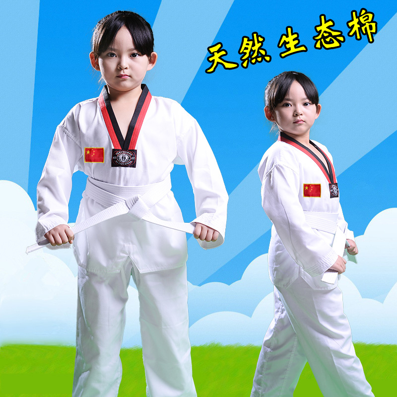 Taekwondo Children All-cotton Adults Pure Cotton Long Sleeves Short Sleeves Spring Summer Men And Women's Taekwondo Clothing Training Clothing