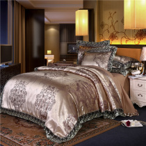 Eurostyle gonsatin pure cotton four pieces of full cotton linen bed Hat Double Quilt Cover 1 8M2m Mi Wedding Celebration Bed supplies