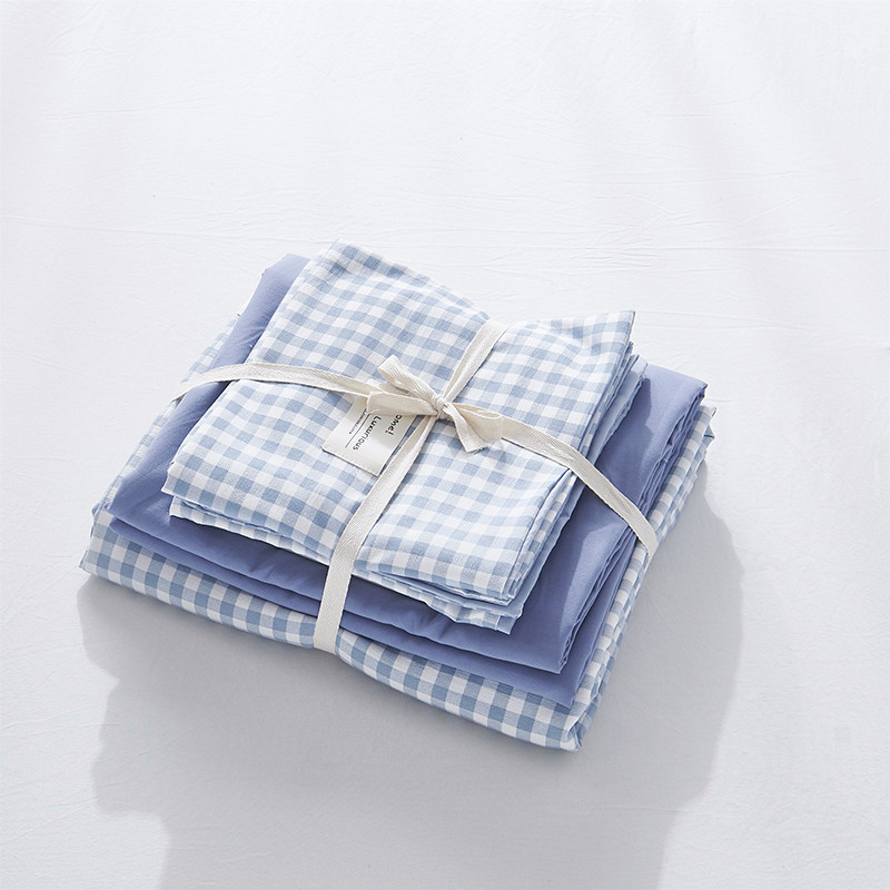 Four-piece Japanese-style washed cotton quilt cover sheet, cotton student dormitory single three-piece bedding