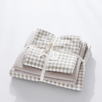 Four sets of sun-style washed cotton strips of bed linen bed linen bed Hat Student Dormitory Three Sets of bedding
