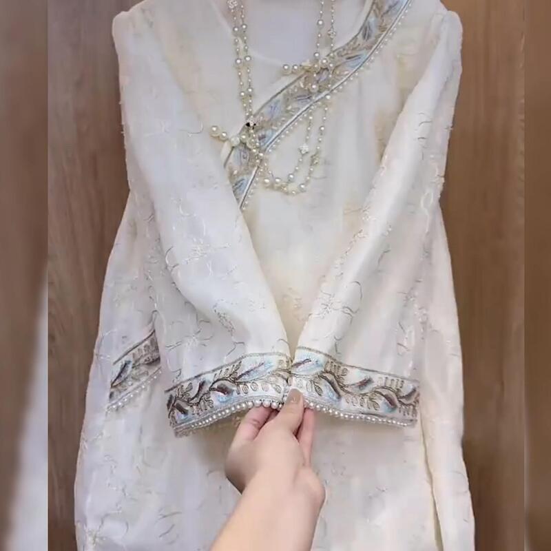 Early Summer High-End Shirt with Button Placket, Diagonal Collar, Tea Dress Style, Beautiful New Chinese Style, High-End Women's Embroidered Shirt Early Summer High-End Shirt with Button Placket, Diagonal Collar, Tea Dress Style, Beautiful New Chinese Style, High-End Women's Embroidered Shirt