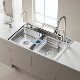 Japanese-Style Single-Slot Rice Grain Patterned 304 Stainless Steel Kitchen Sink, Extra Thick Vegetable Washing Basin, Large Dishwashing Basin