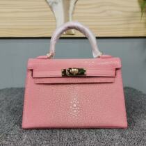 Imported Deep Sea Pearl Fish Leather Women Bag Hand Genuine Leather Fashion Single Shoulder Bag Temperament Skew Satchel Kéri Mi Small Bag