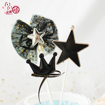 Birthday Cake Decoration Black Tie Ins Lukewarm Wind Creativity Cake Decoration Inserted Stars Crown Rabbit Plugin